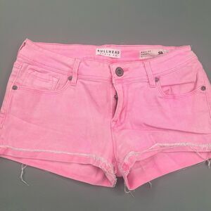Bullhead Pink roll up Jean Shorts Frayed Hem. Size 7.